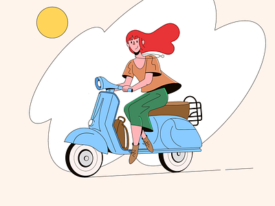 Vespa ride 2d art art avatars characterdesign daily design drawing drawings flat illustraion illustration illustration art illustrator ink modern procreate procreateapp trend vespa