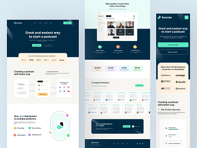 Podcast Management Saas website with Mobile Responsive boombe branding clean ui landing page live logo management mobile podcast responsive saas saas product saas web ui ui ux design web design web ui design website website design
