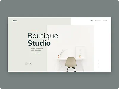Interior Design Studio carousel ecommerce hero section home page interior design landing page minimalist modern overlapping shop studio ui ux web web design