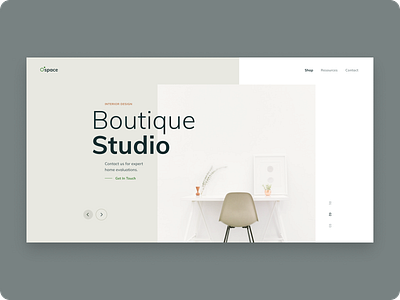 Interior Design Studio carousel ecommerce hero section home page interior design landing page minimalist modern overlapping shop studio ui ux web web design