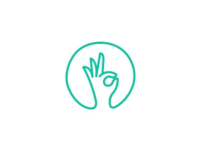 Ok hand logo brand branding clean design hand hands icon illustration logo mark minimal ok okay outline seal turquoise vector zero