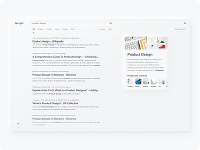 Google Search Neumorphism asymmetrical clean desktop google minimal neumorphism nunito product design search search bar search engine search results ui ux whitespace