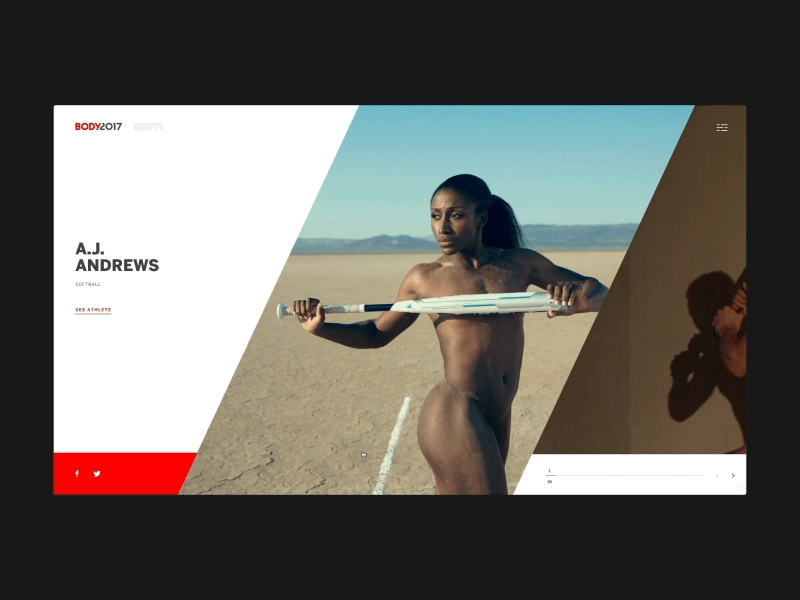 ESPN Body Issue 2017 animation branding espn logo photography sports ueno uiux webdesign website