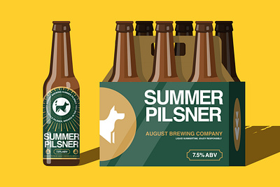 August Brewing Company 6 Pack beer can branding craftbeer illustration logo design packaging design