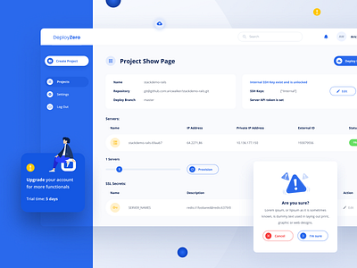 DeployZero - UI | UX | Dashboard for SaaS product app design blue branding clean design dashboad figma illustration likeforlike logo marketing minimalism modern design saas design startup step by step ui ux website design