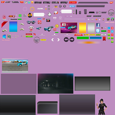 Car Parking Game Gui (Atlas) action game car game game art game design game graphic game ui gui hud game interface design parking games screenshot