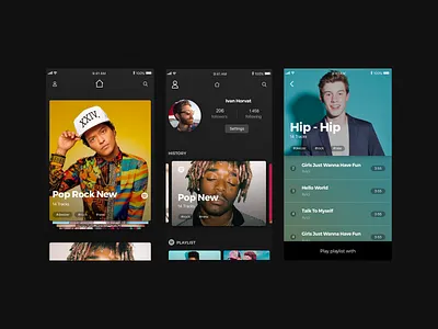 Music app application background cards cards design list mobile mobile app mobile app design mobile ui mobile uiux mobile ux music music player navigation profile tags