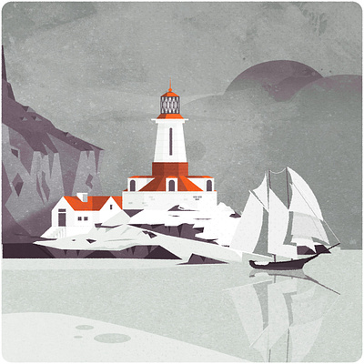 Lighthouse in subdued colours architecture illustration illustrator lighthouse logo minimalist texture vector