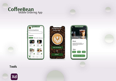 CoffeeBean mobile ordering app app design illustration logo typography ui ux