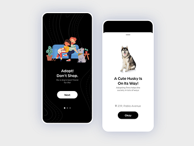 Pet Adoption App adobe xd adopt adoption animals clean creative design illustration minimal mobile app pets social specindia ui ux vector