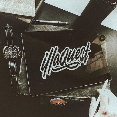 Lettering Logo “illaquest” branding calligraphy custom design lettering logo print type typography vector