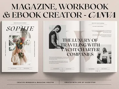 Sophie - CANVA eBook / Magazine / Workbook Creator branding brochure business canva canva template catalogue clean creative ebook elegant magazine magazine ad modern portfolio template workbook
