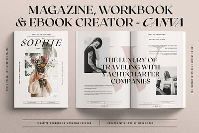 Sophie - CANVA eBook / Magazine / Workbook Creator branding brochure business canva canva template catalogue clean creative ebook elegant magazine magazine ad modern portfolio template workbook