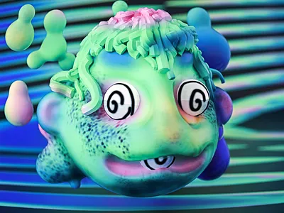 crazy eyes 3d c4d illustration