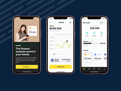 Invest. - Cryptocurrency App app bank bitcoin crypto cryptocurrency figma finance interface ui ux