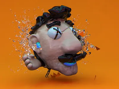 mustache boy 3d c4d illustration