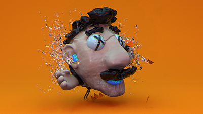 mustache boy 3d c4d illustration