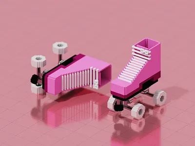 Voxel Roller Skates 3d design isometric magicavoxel nostalgic retro roller skate vintage voxel