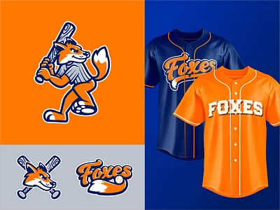 Foxes Baseball baseball brand dribbble fox foxes graphic design illustration jersey letter lettering logo mascot sportlogo team vector