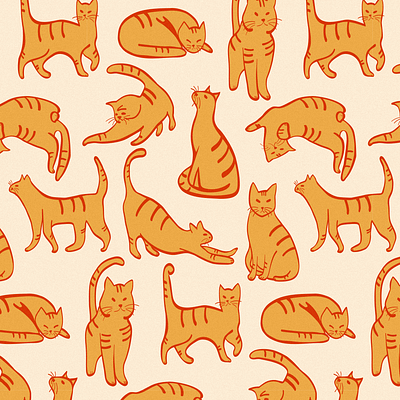 Orange cats pattern background beige cat cats drawing orange orange cats textile texture