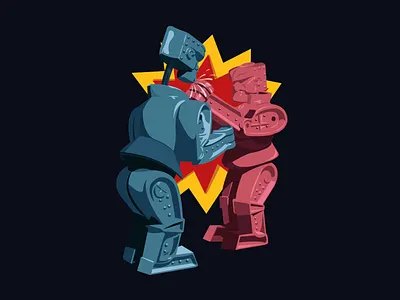 Rock 'e, Sock 'em Robots design digital illustration illustration robot toys vintage vintage toy