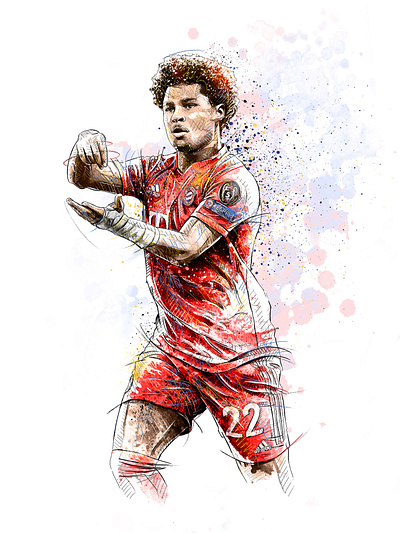 FC Bayern Munich Illustration: Serge Gnabry digital art drawing fc bayern football football club gnabry illustration ink pencil photoshop portrait soccer sport wacom watercolor