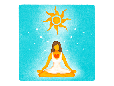 Buddhist sun buddhism buddhist flat illustration girl harmony heart illustraion simple design simple illustration sun texture woman yoga young