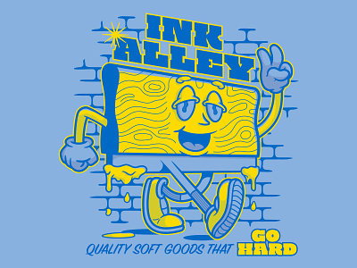 Squeegee Boy alley apparel design bricks character drips go hard illustrator ink ink alley lincoln mascot peace peace fingers quality screen print screen printing soft goods squeegee t-shirt design vector art