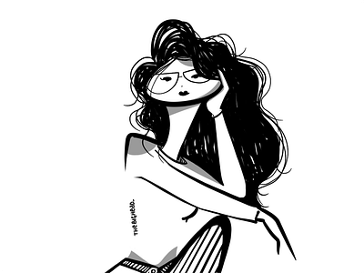 the look #2 art art style black white classy colour creative design fashion girl illustration monotone nerd woman women