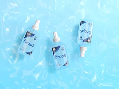 Antibacterial Spray Packaging Design 3d art antibacterial bottle branding cinema4d design designer drop identity illustration logo packaging plastic spray tashkent uzbekistan vector water