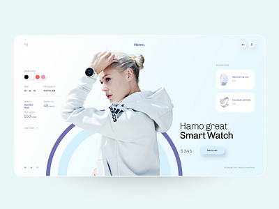 Hamo - Smart watch landing page clean creative design ecommerce interface landing page minimal shopping smartwatch store template typography ui ui deisgn ux ux design website