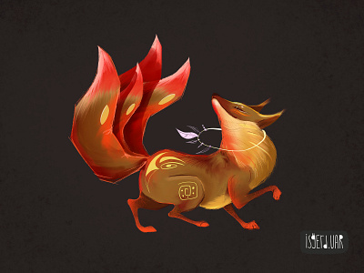 Fox. Animal character design. kitsune. 2D art 2d 2d art animak art animal art artwork cute digital digital art digital painting fantasy fox fox art fox illustration fox tail foxy illustration kitsune procreate red fox