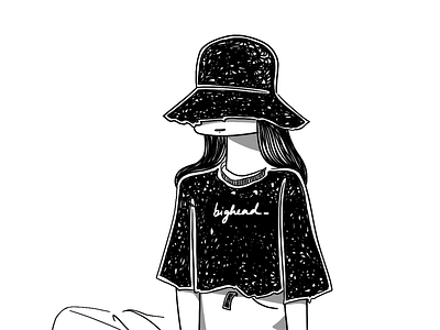 the look #9 art art style black white colour creative design fashion girl hat hats illustration nerd shy woman women