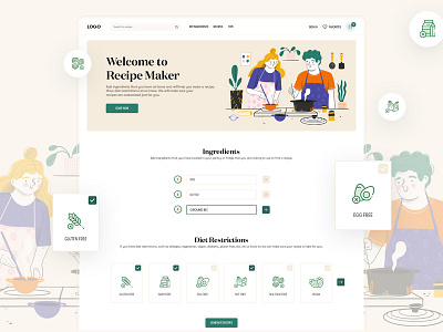 Recipe Maker cook cooking design homepage homepage design landing landingpage recipe recipe app recipe maker recipes webdesign website website design