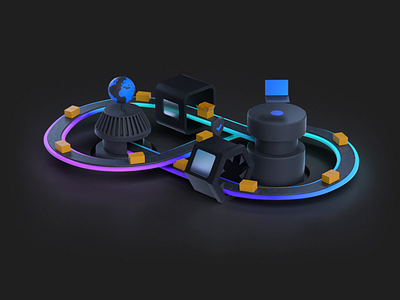 Conveyor 3d animation cinema4d conveyor dark design isometric loop octane octanerender render