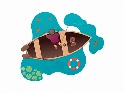 Fascinating fishing 2d boat concept art figma fish fishing flat illustration lake phone recreation