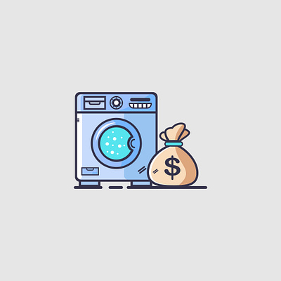 Logo Design Washing Machine And Money brand identity business clean company illustration laundry logo design logotype machine minimalist modern money washing washing machine