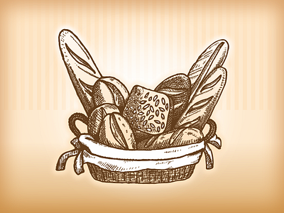 Fresh bread basket bakery basket bread engraving hand drawn illustration illustration art vector vector illustration vectorized