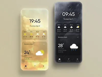 Weather app concept cloudy concept gradient minimal mobile mobile ui rain sunny weather weather app
