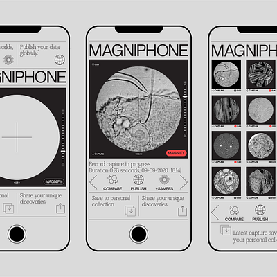 Magniphone Record/Capture In Progress app branding flat minimal typography ui ux