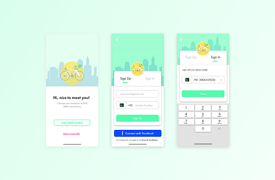Bicycle App UI Screen adobe xd app appdesign bicycle design graphic design login login screen mobile app register ride sign in signup ui user experience user interface ux