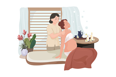 Massage Service Illustration concept adult beautiful beauty body cosmetic face hair illustration makeup man massage nail relax resort salon service skin stylist