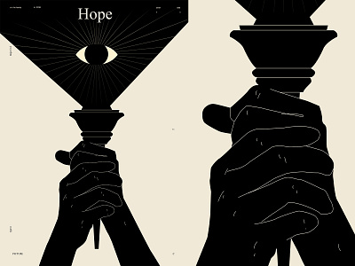 Hope abstract composition eye hands hands illustration hope illustration laconic lines minimal poster poster art torch