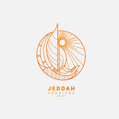 Jeddah Corniche boat design icon illustration jeddah minimal sea simple vector yellow