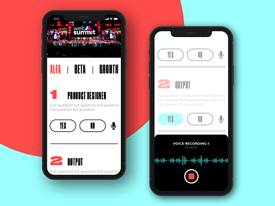 Mobile App Concept answers app audio branding concept conference cx inquirer minimal mobile photo question questionnaire recorder simple typography ui ux voice websummit