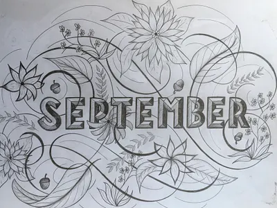 September flourishes illustration lettering