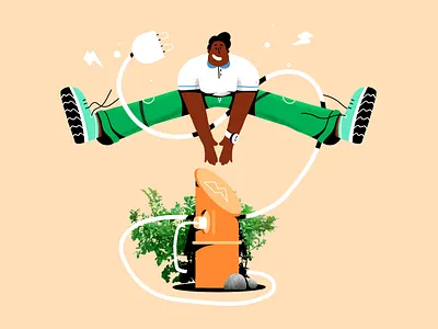 073elektrisch #2 boxing campaign car docking station electric electric car electricity green happy illustration jump load man mobility procreate share sharing sketch vitality watch