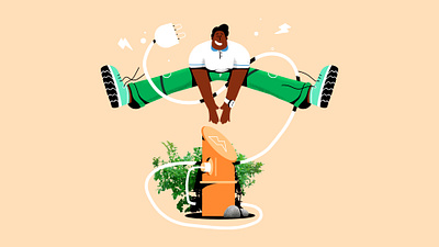 073elektrisch #2 boxing campaign car docking station electric electric car electricity green happy illustration jump load man mobility procreate share sharing sketch vitality watch