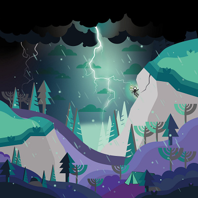 Rock'n'stones cover illustration illustrator lighting bolt rabbit stormy vector