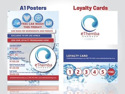 eThemba Posters and Loyalty Cards blue cards carwash cmyk design ethemba icon logo logodesign loyalty card loyalty cards posters red vector